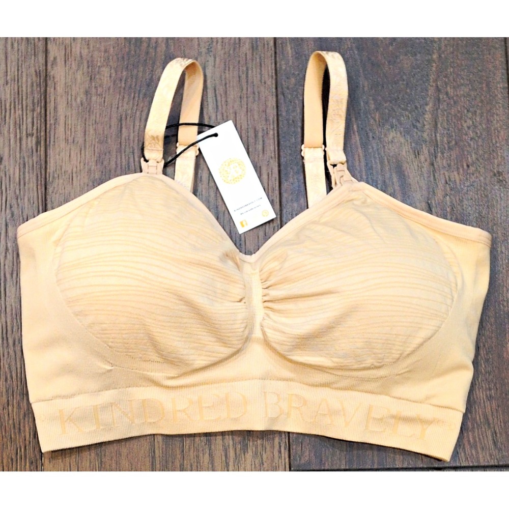 Kindred Bravely Bra Dual Purpose Pumping Nursing Size L Tan Extender Hands-Free
